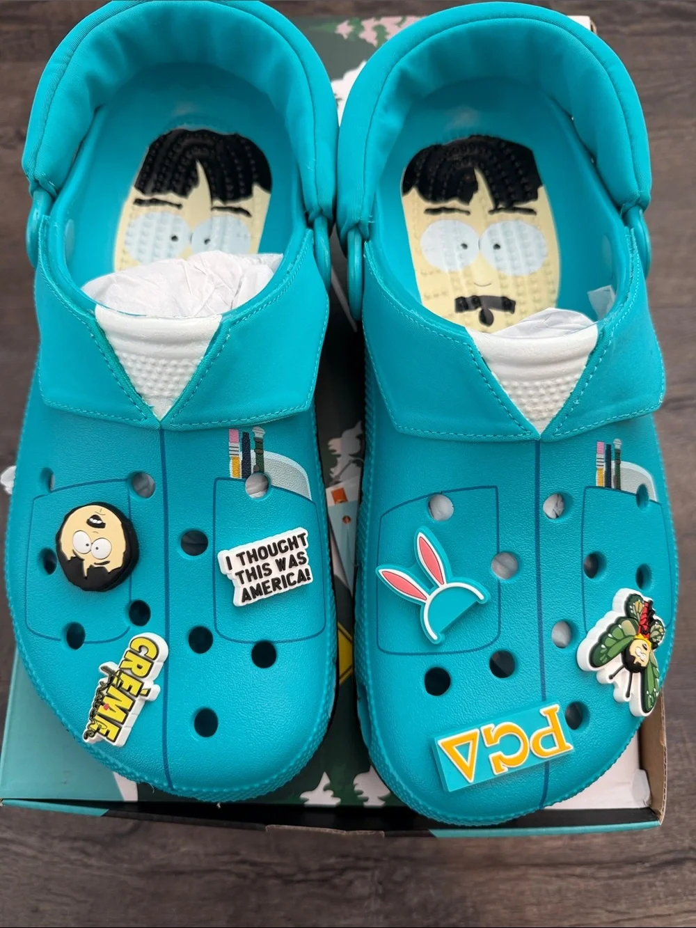 Crocs M8/W10 South Park Randy Blue Classic Cushioned Ankle Strap Slip-On Clogs